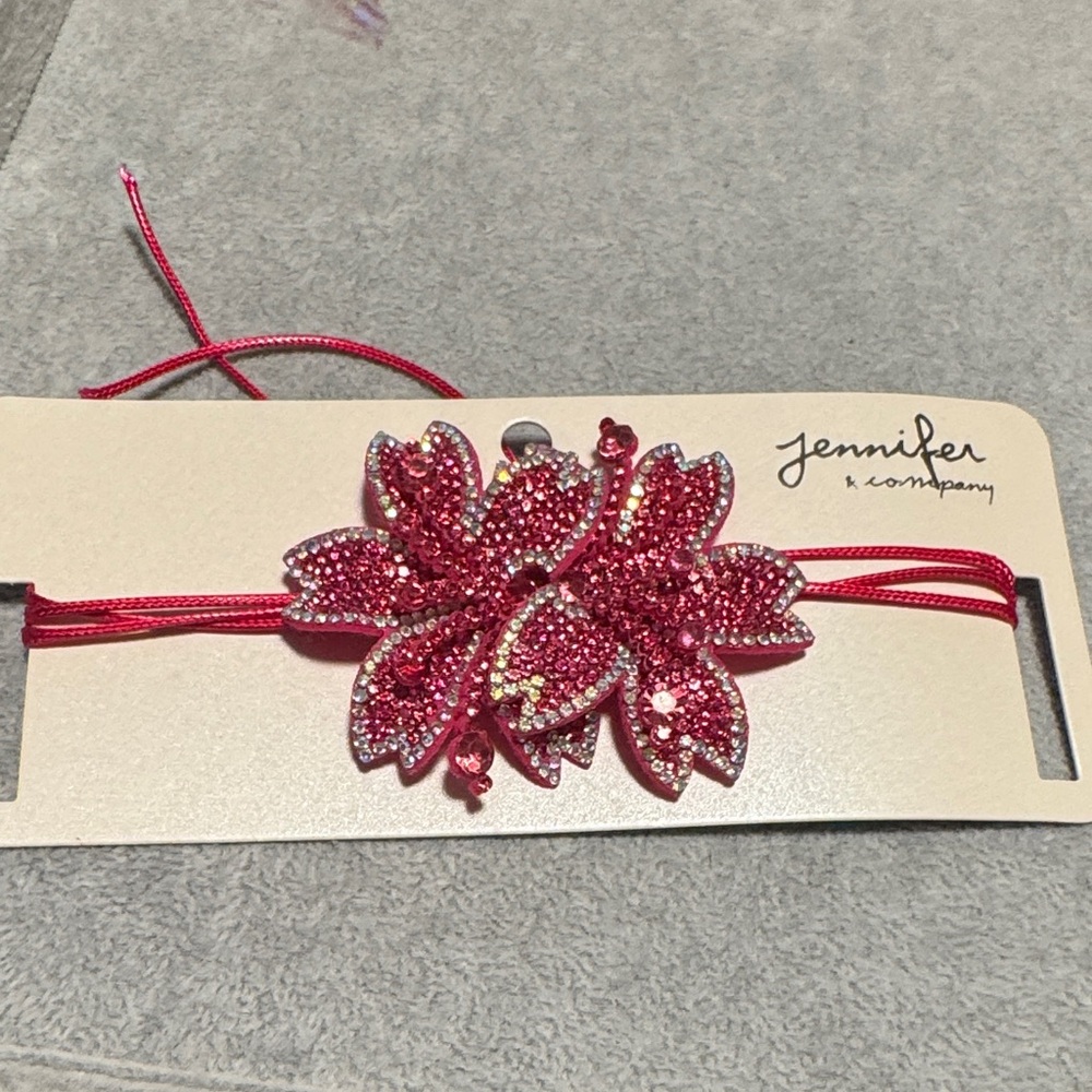 4/$20 Jennifer & Company Pink Rhinestone Floral Choker Necklace (BR999/2) - Picture 2 of 5